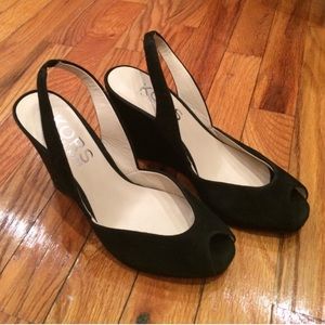 KORS Michael Kors Black Suede Vivian Wedges